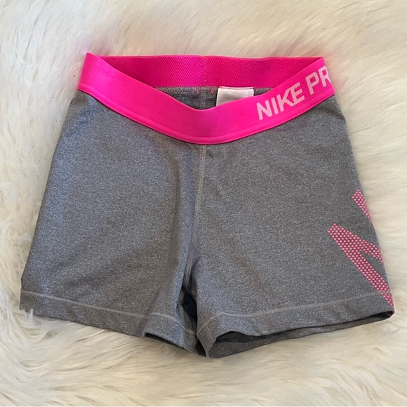 Nike Pro Workout Dri-Fit Shorts Size Small - Grey and Pink 3 inch inseam - Picture 1 of 7